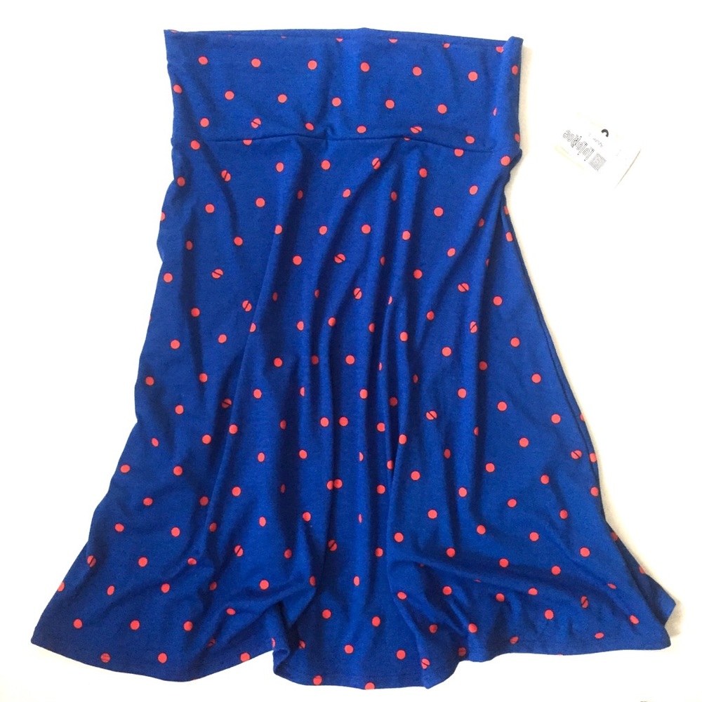 LuLaRoe • NWT Azure skirt L blue orange polka dots